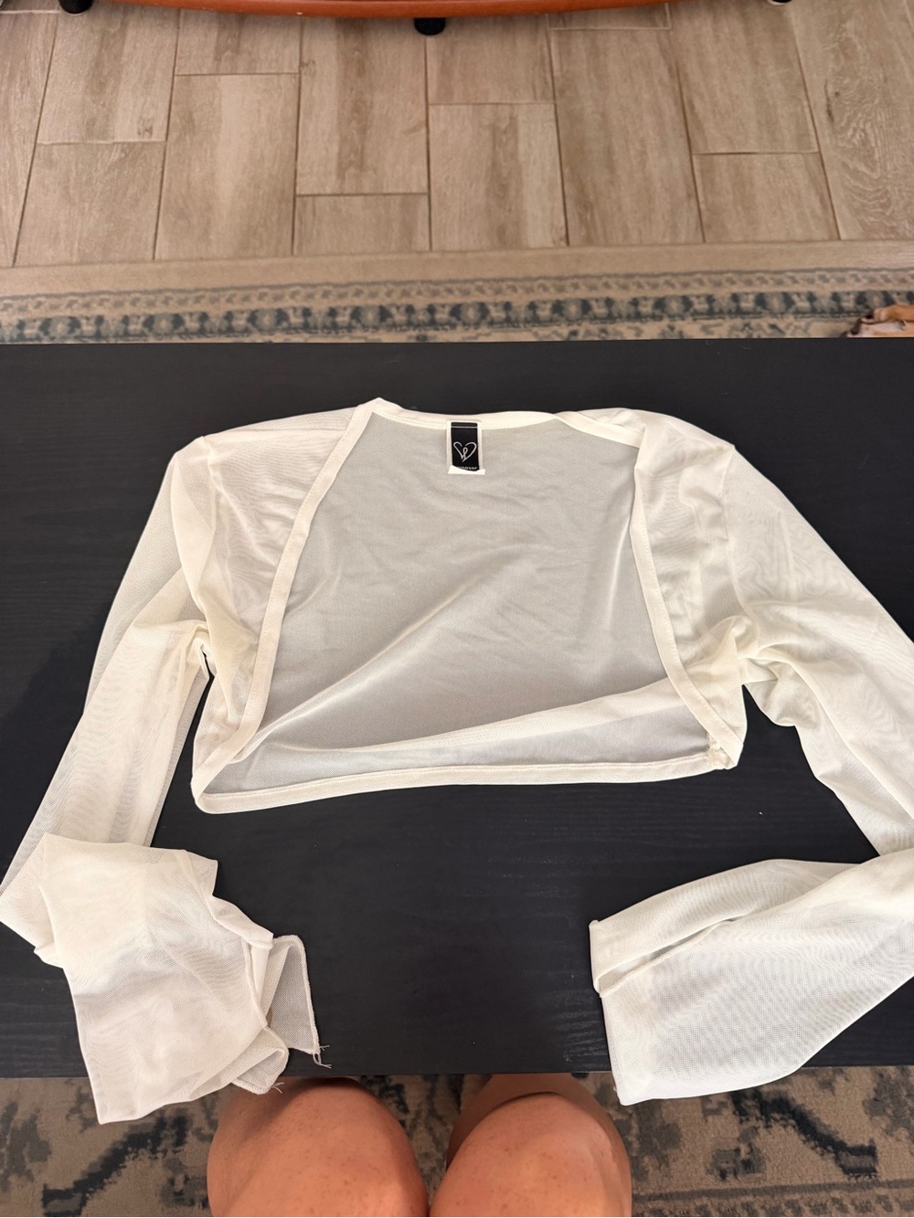Windsor Cream Sheer Cropped Long-Sleeve Shrug